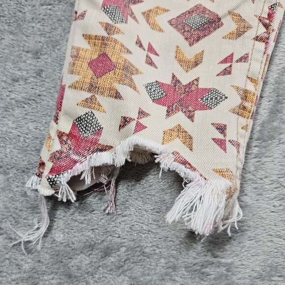 We the Free People Jeans Womens 25 Wild Child Aztec Print Skinny Boho Raw Hems - Picture 5 of 14